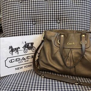 Coach Ashley gold toned Leather Shoulder Bag